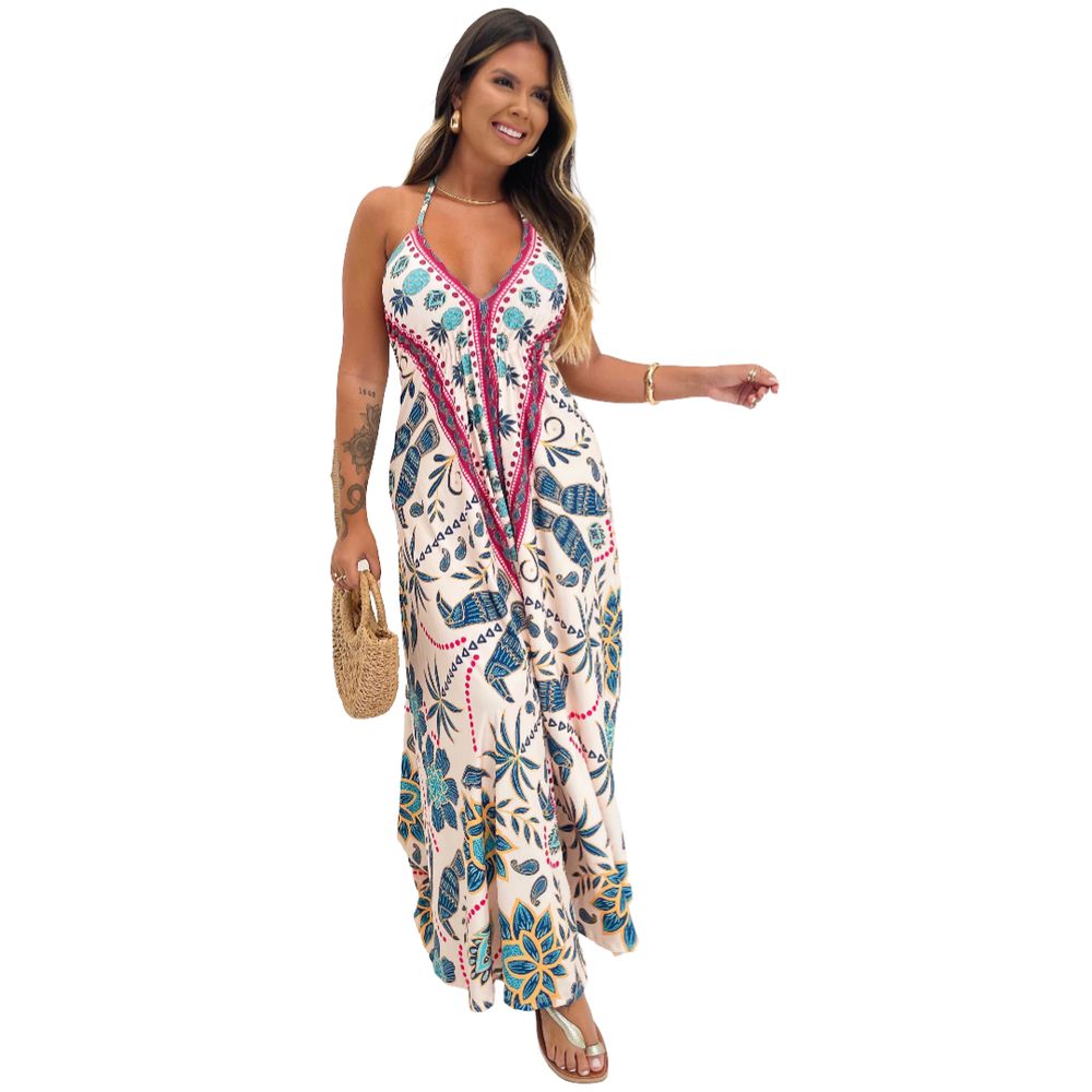 Vestido Feminino Longo Costa Nua Indiano