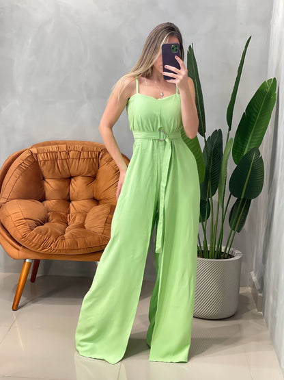 Macacão em Alfaiataria Sensoriale Pantalona de Alça com Cinto Rosemeire Ref. 1